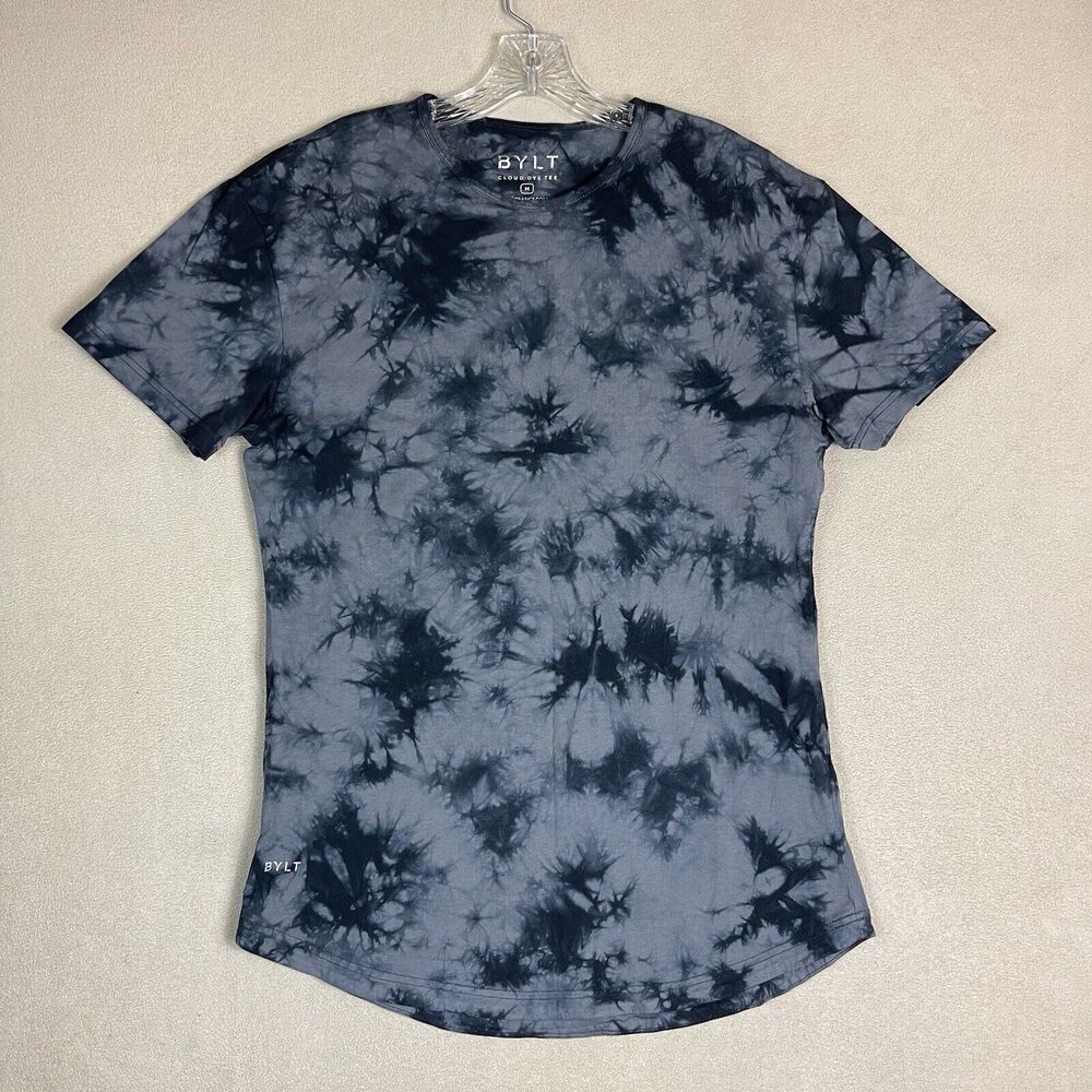 BYLT Shirt Adult Medium Gray Tie Dye‎ Short Sleeve Tee Drop Cut Preppy Mens